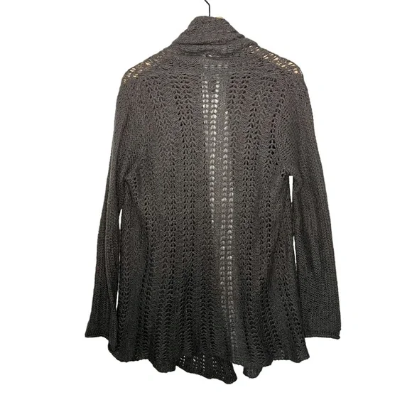 Wooden Ships Alpaca Blend Open Knit Open Cardigan Sweater in Gray M/L - Picture 2 of 5